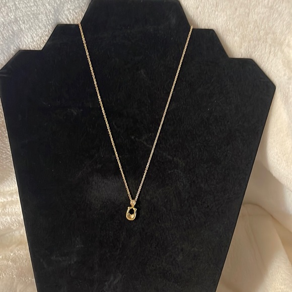 Coach Jewelry - Coach gold-tone with crystal stone logo necklace. NWT